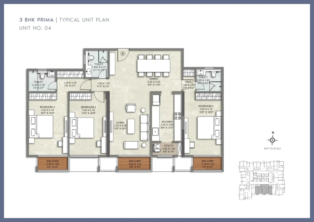 Kalpataru Amare Juhu Unit Plan 3 BHK prima