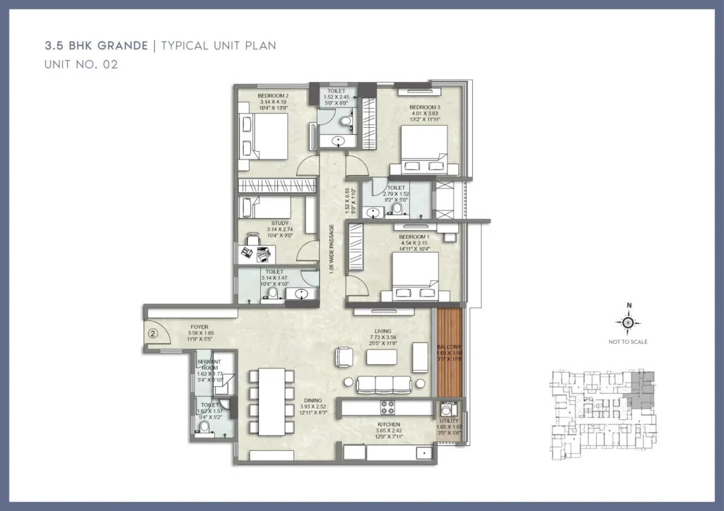Kalpataru Amare Juhu Unit Plan 3.5 BHK Grande